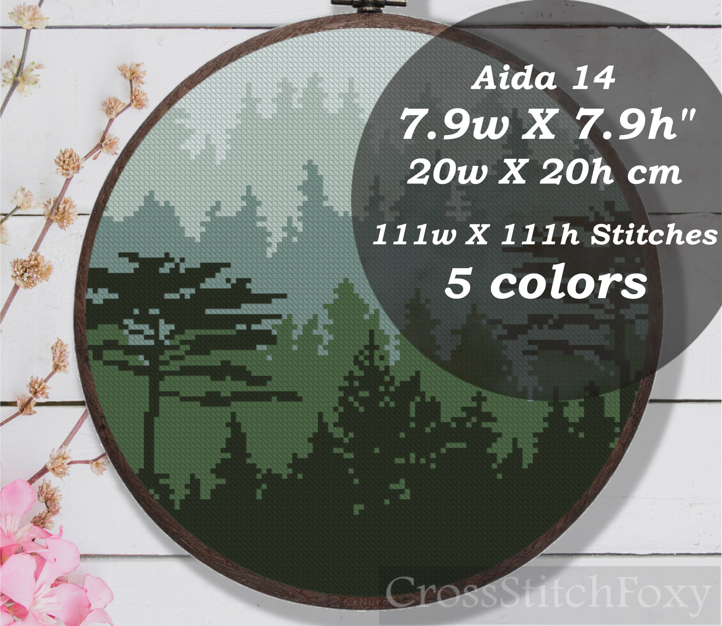 Foggy Forest Cross Stitch Pattern