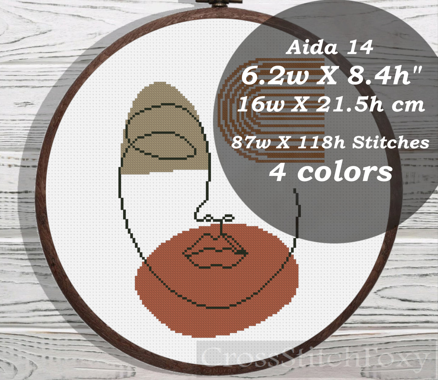 Abstract Girl Portrait cross stitch pattern