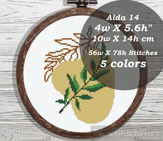 Boho green leaves cross stitch pattern