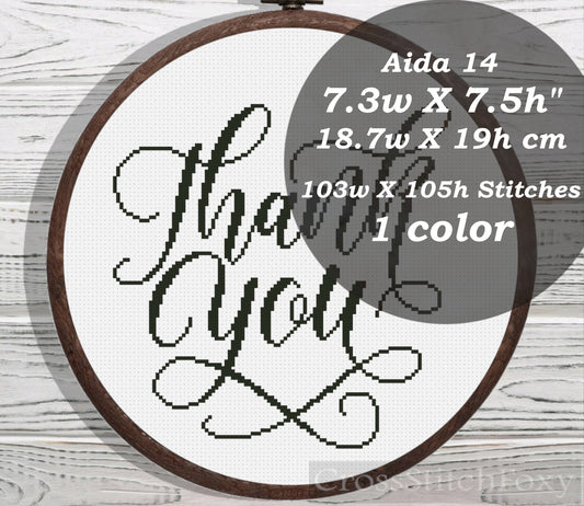 Thank You cross stitch pattern