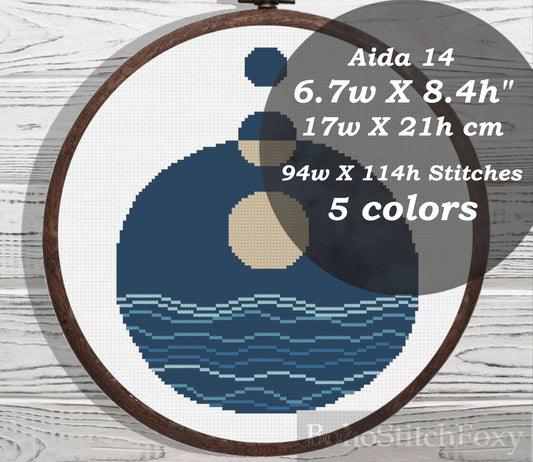 Blue Moon cross stitch pattern