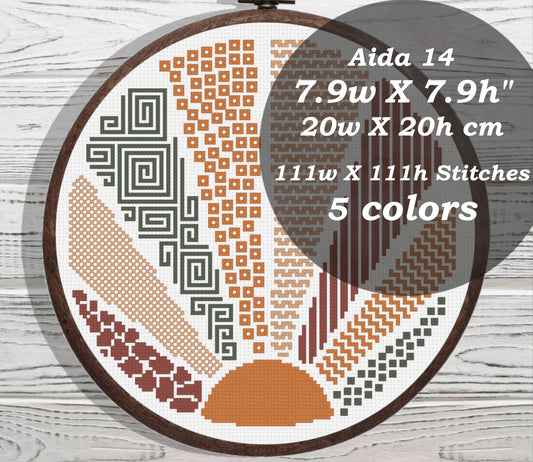 Geometric Boho Sun cross stitch pattern