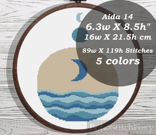 Blue Moon cross stitch pattern