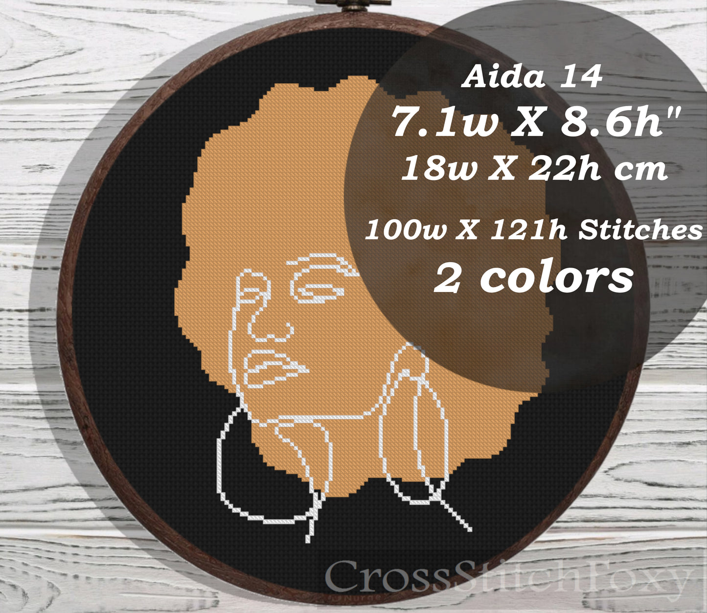 Line Art Black Girl Portrait cross stitch pattern