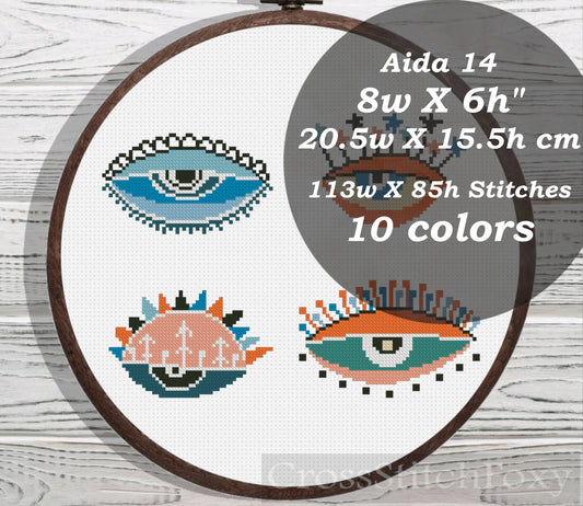 Evil Eyes cross stitch pattern