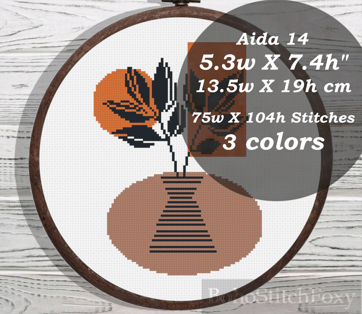 Abstract geometric boho leaves cross stitch pattern