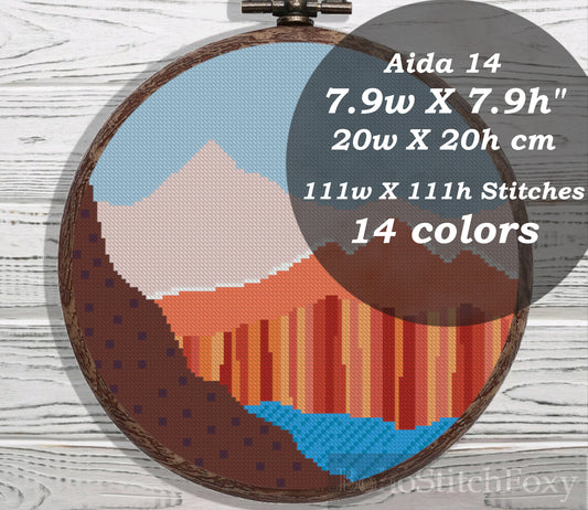 Boho scenery landscape cross stitch pattern