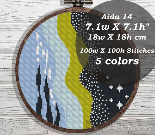 Abstract mid century modern boho cross stitch pattern
