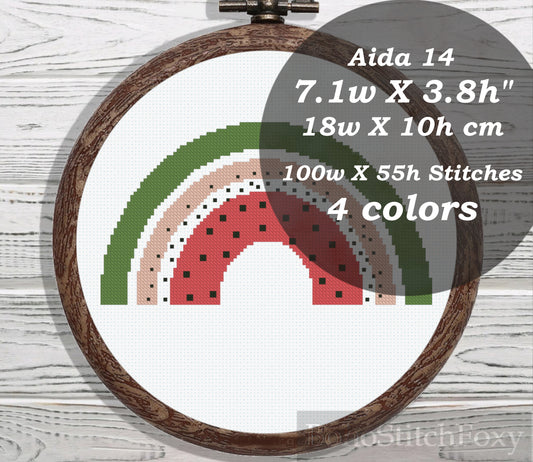 Summer watermelon rainbow cross stitch pattern