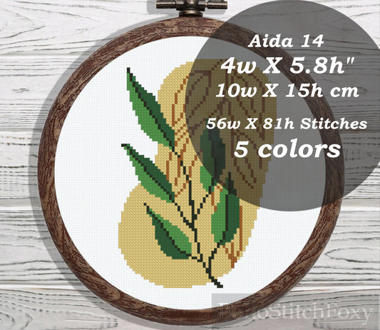 Green leaves boho cross stitch pattern