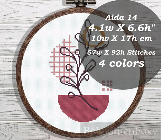 Geometric leaves cross stitch pattern