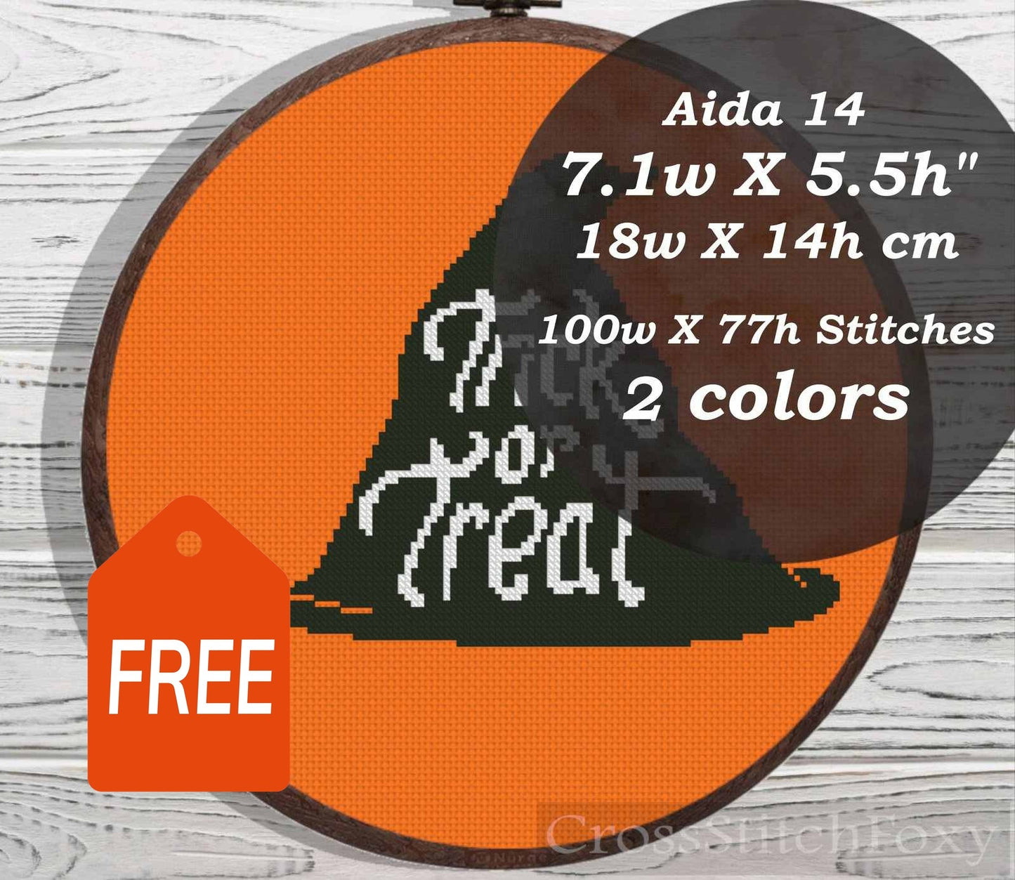 Trick Or Treat Witch Hat cross stitch pattern