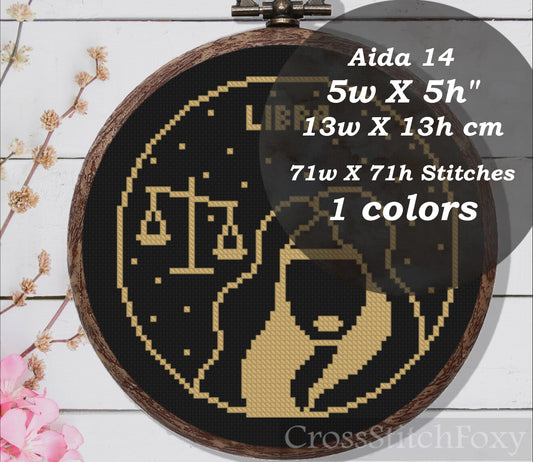 Female Libra Zodiac cross stitch pattern