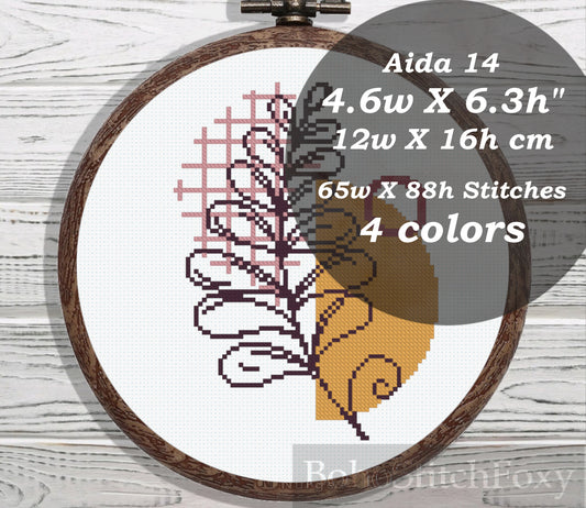 Geometric leaves cross stitch pattern
