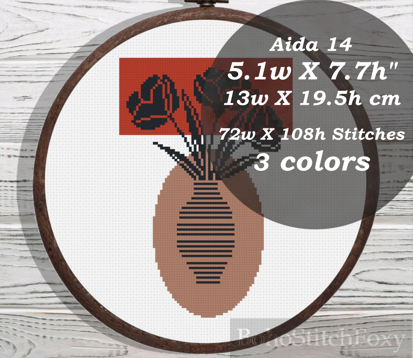 Abstract geometric boho flower cross stitch pattern