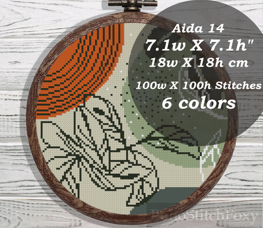 Mid century modern boho cross stitch pattern
