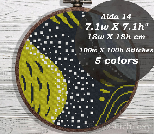 Abstract mid century modern boho cross stitch pattern