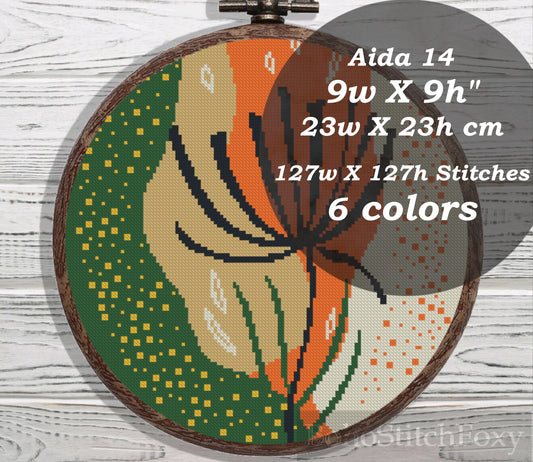 Abstract mid century modern boho cross stitch pattern