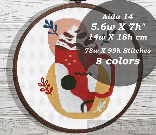 Boho coffee mug cross stitch pattern