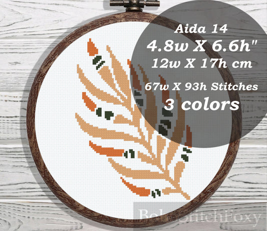Abstract geometric palm leaf cross stitch pattern