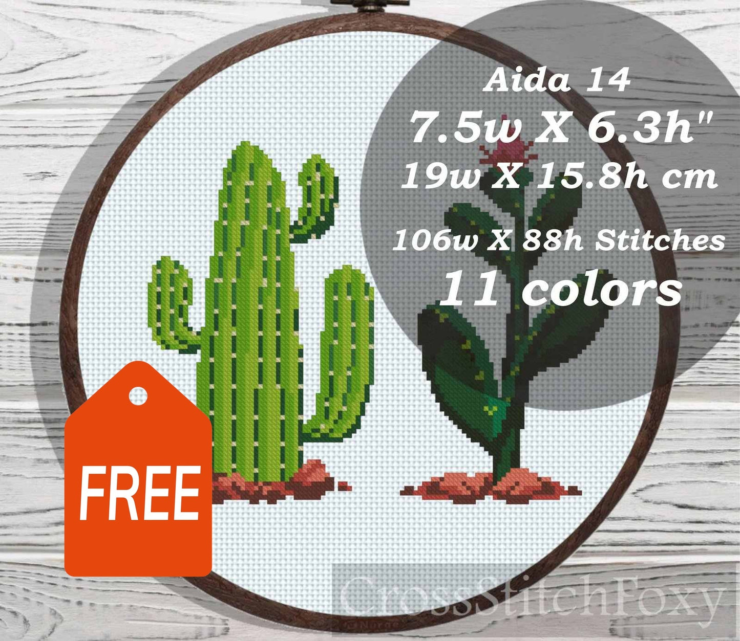 Cactus cross stitch pattern FREE