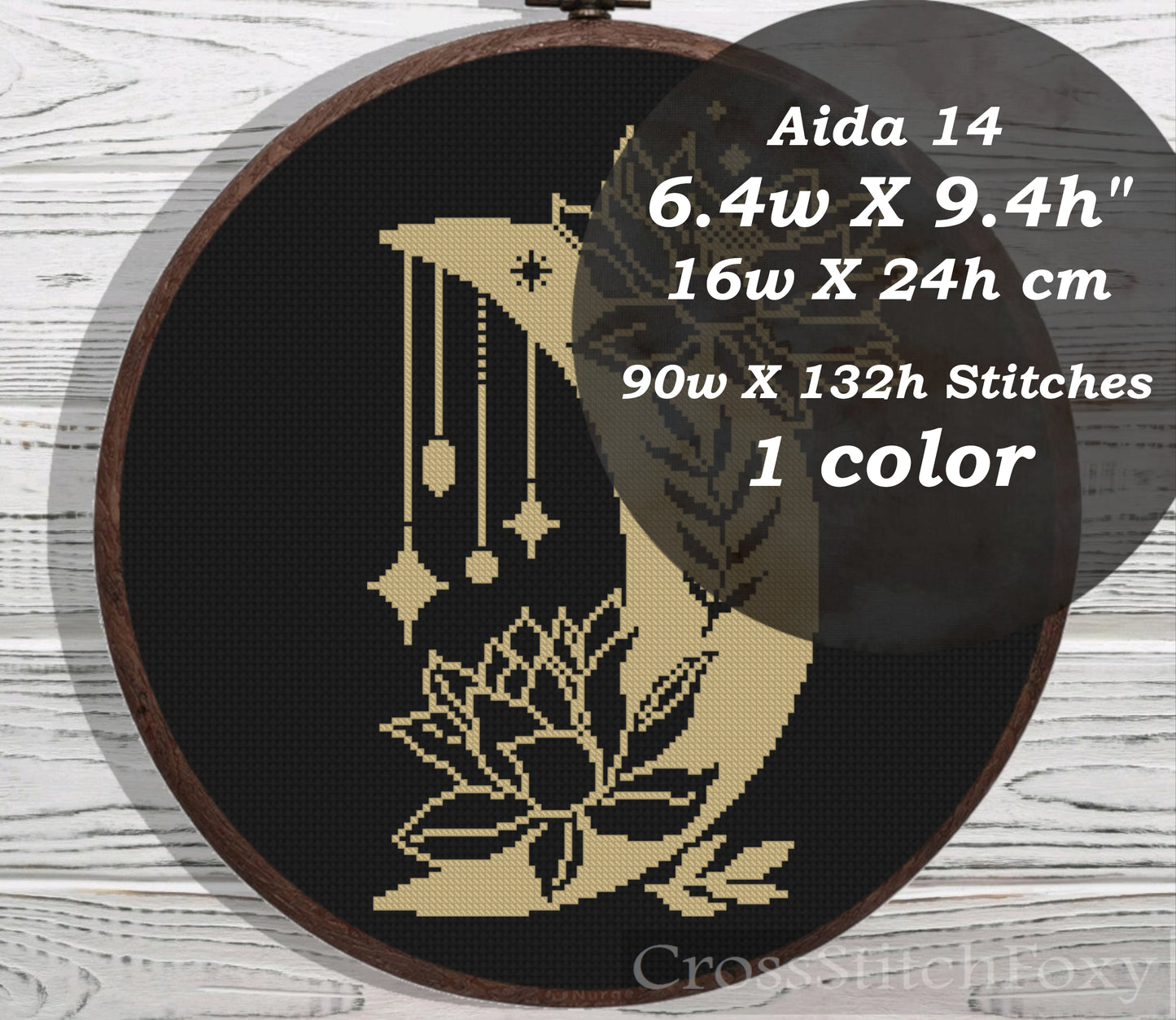 Mystical Moon Lotus Flowers cross stitch pattern