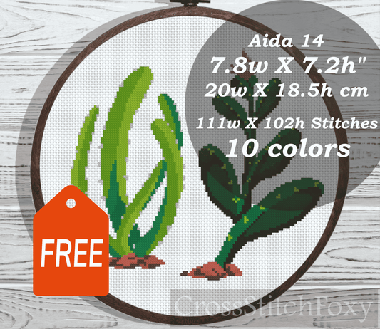 Blooming Cactus cross stitch pattern FREE