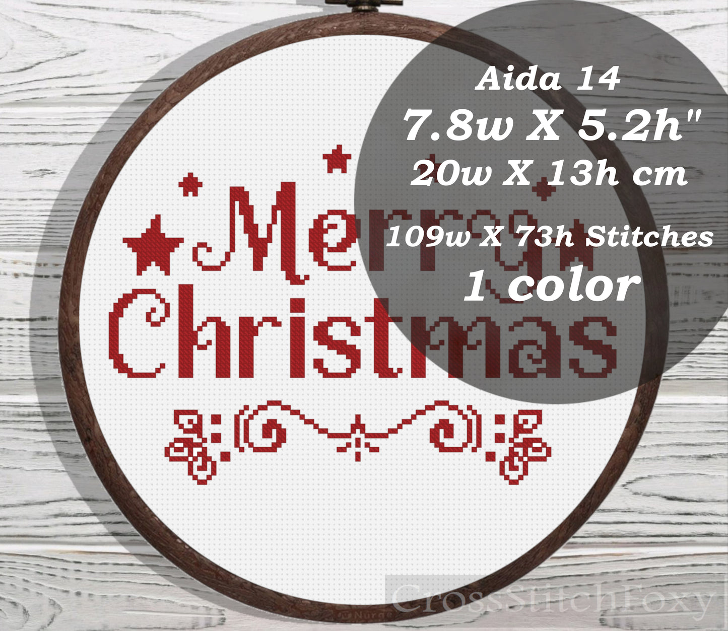 Merry Christmas Lettering cross stitch pattern