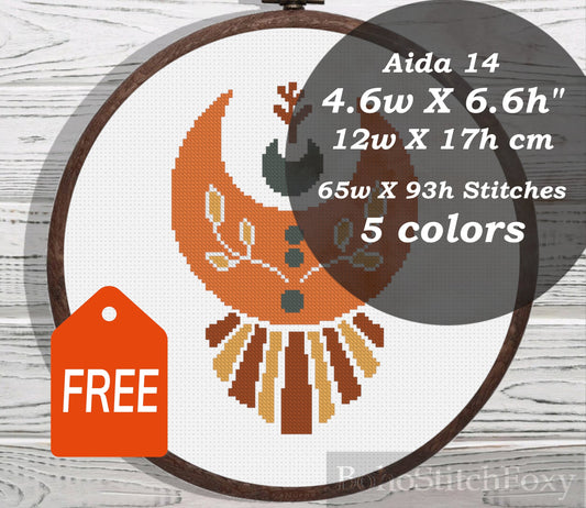Boho moon phases cross stitch pattern