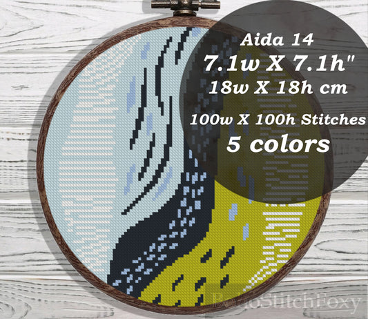 Abstract mid century modern boho cross stitch pattern