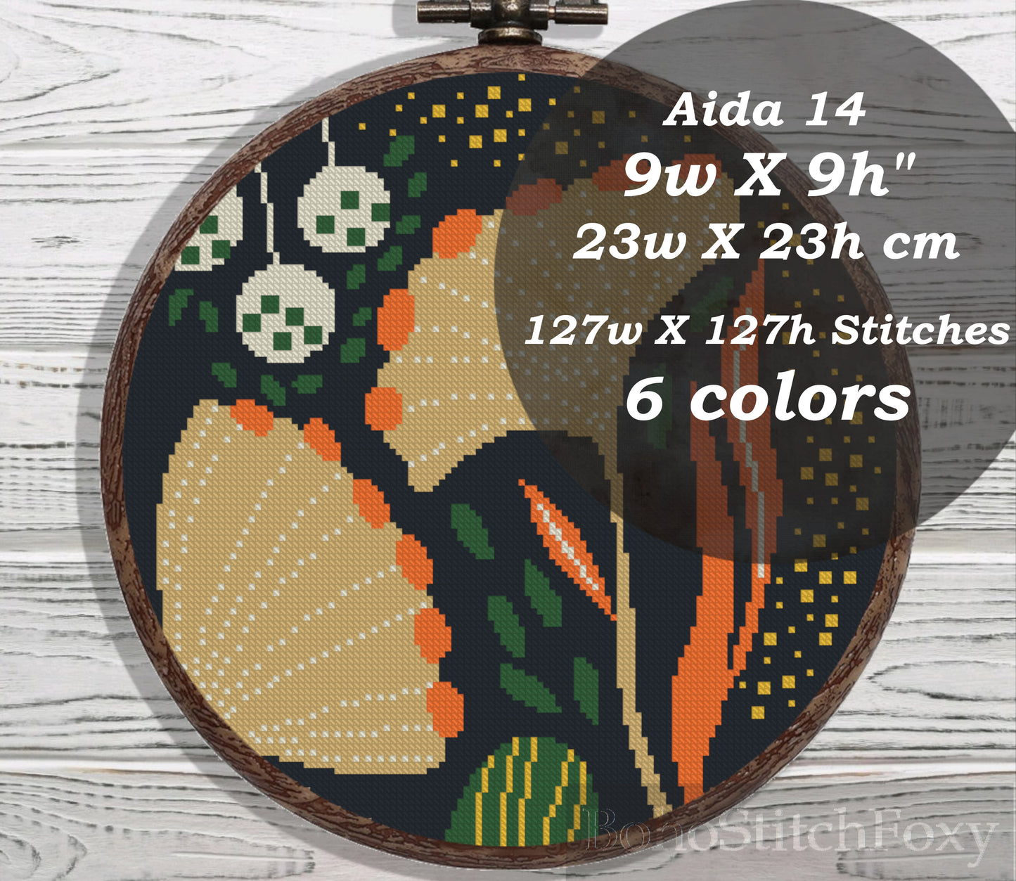 Abstract mid century modern boho cross stitch pattern