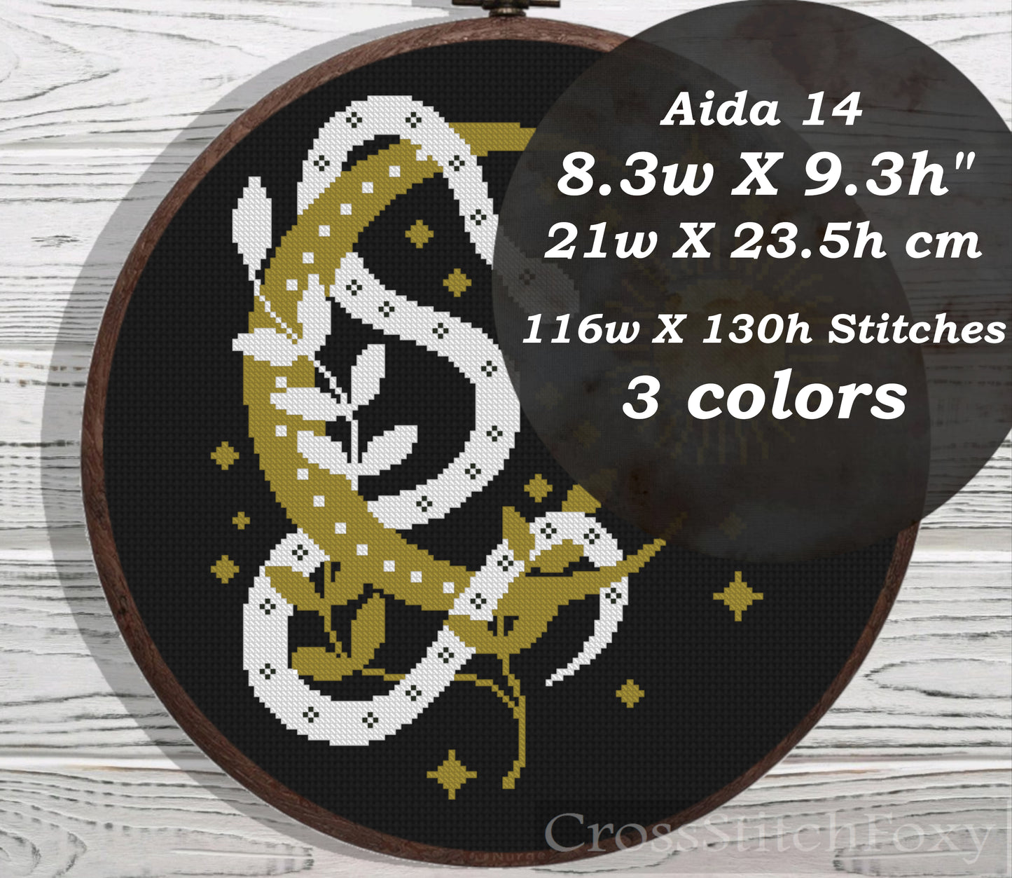 Magic Snake Moon cross stitch pattern