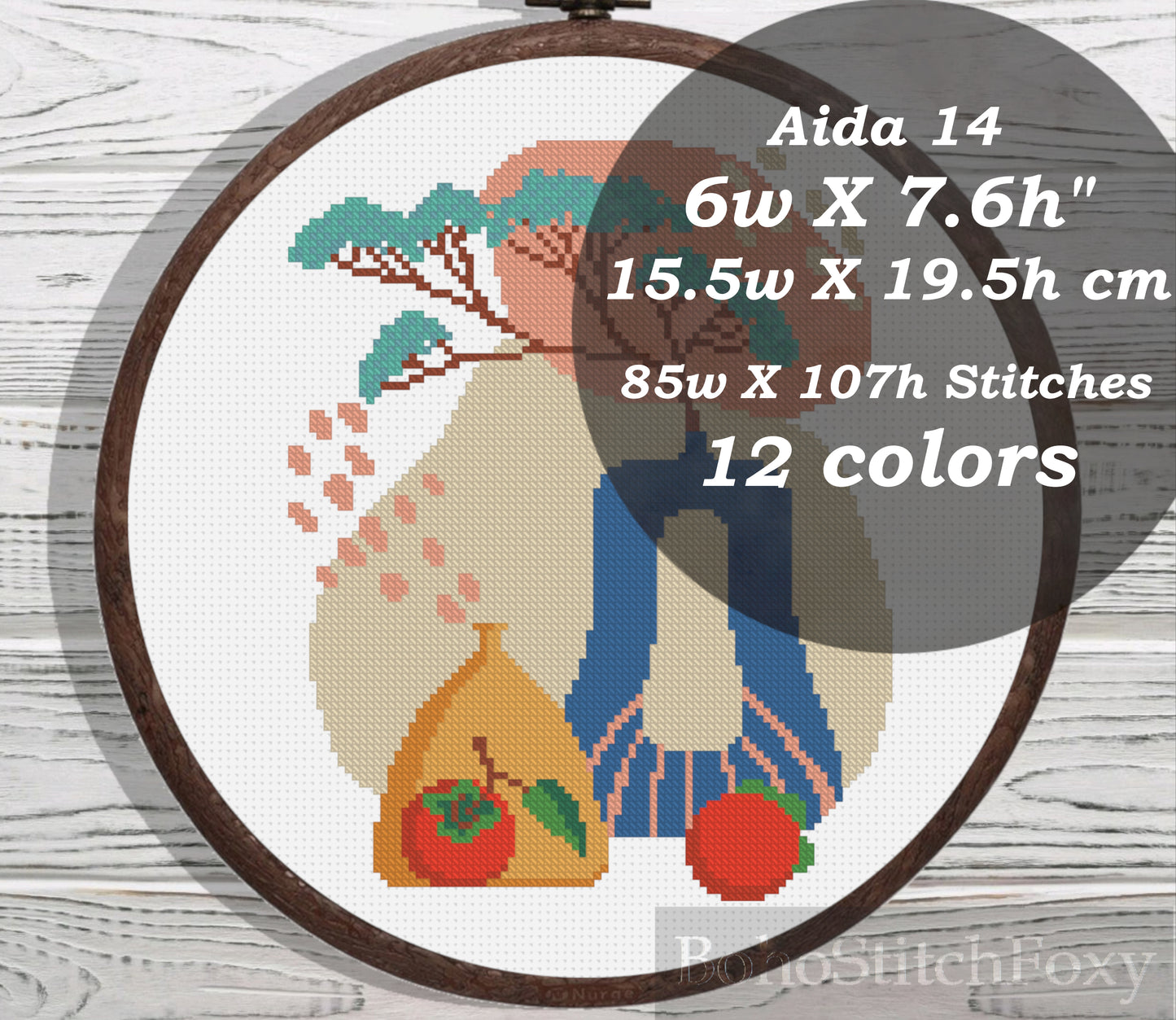 Abstract aesthetic pot vase still life cross stitch pattern