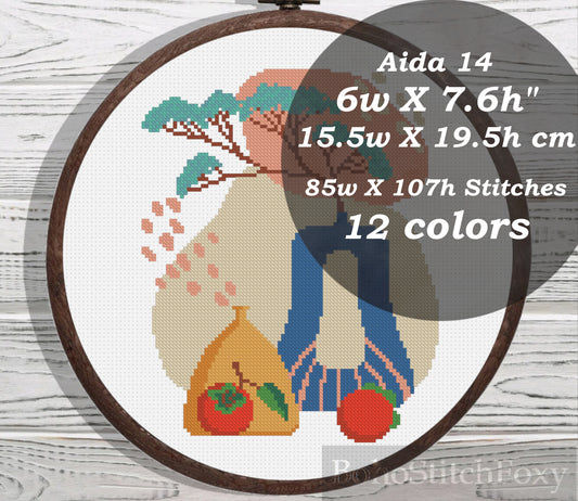 Abstract aesthetic pot vase still life cross stitch pattern