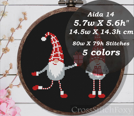 Scandinavian gnomes cross stitch pattern