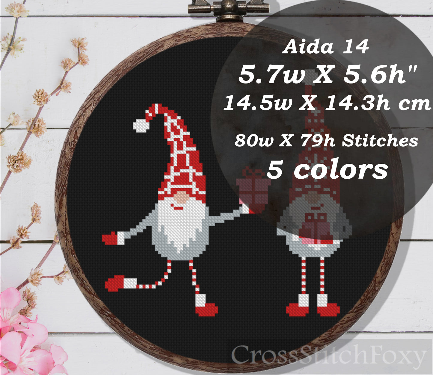 Scandinavian gnomes cross stitch pattern
