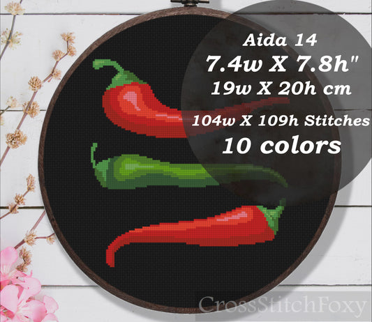 Chili peppers cross stitch pattern