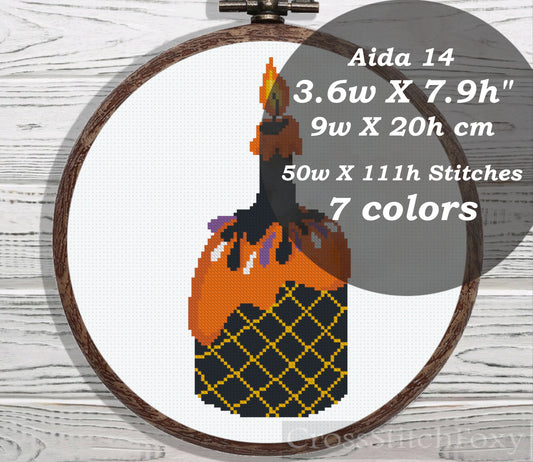 Halloween candle cupcake cross stitch pattern