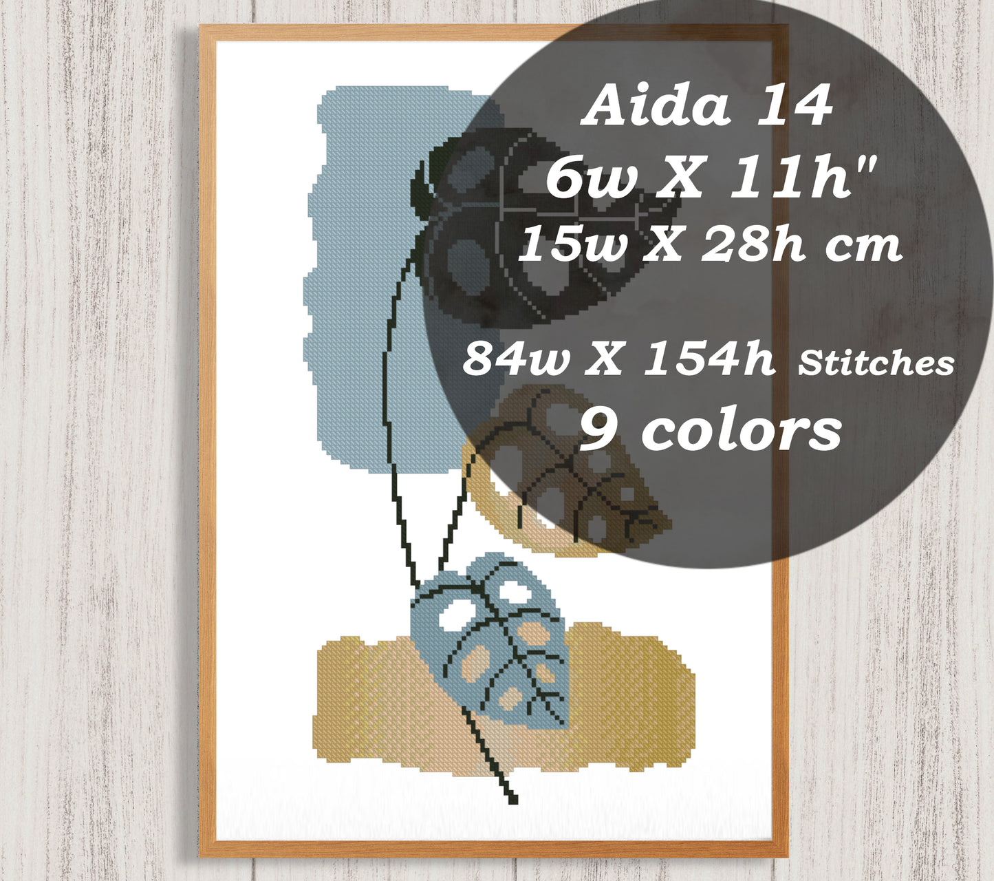 Boho monstera golden leaf cross stitch pattern