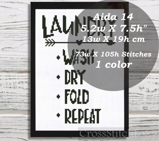 Laundry Room funny cross stitch pattern
