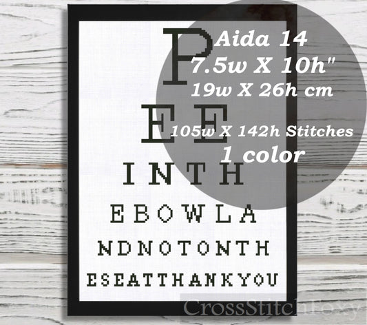 Bathroom Vision Test cross stitch pattern