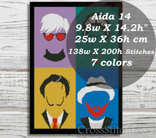 Four Artists cross stitch pattern