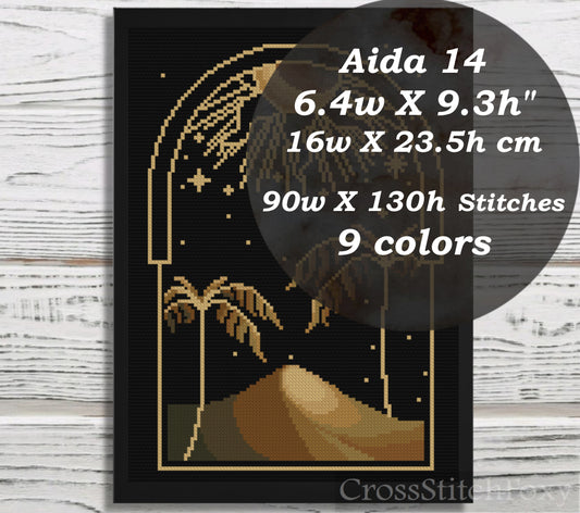 Mystical Sun And Moon Dune Landscape cross stitch pattern