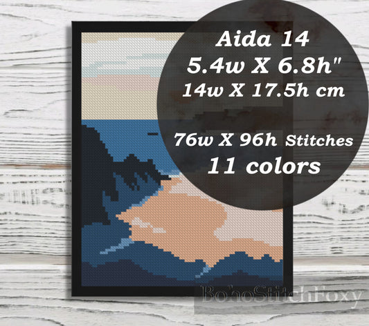 Boho seascape cross stitch pattern