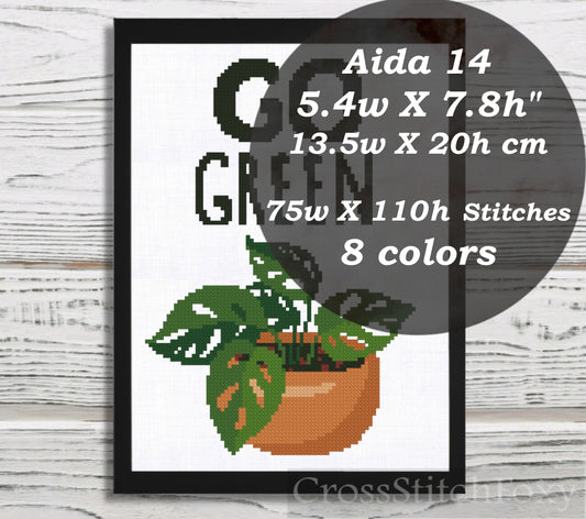 Go Green cross stitch pattern