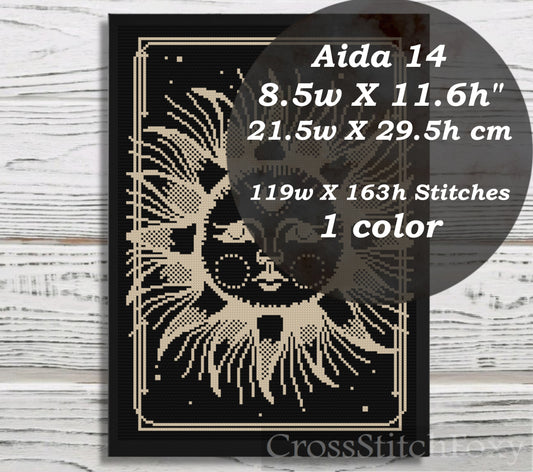 Boho Witchy Sun cross stitch pattern