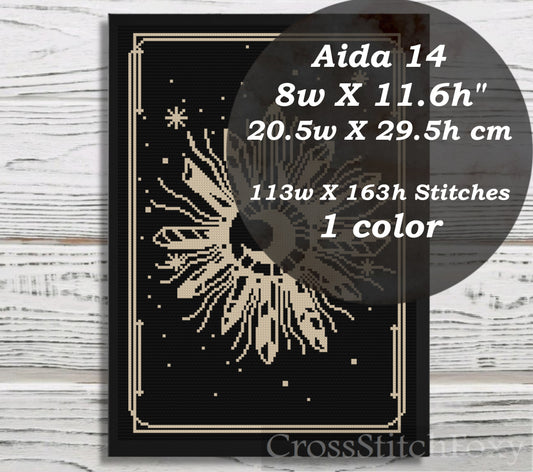 Boho Cristal Sun And Moon cross stitch pattern