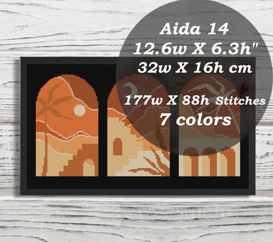 Boho Landscape cross stitch pattern