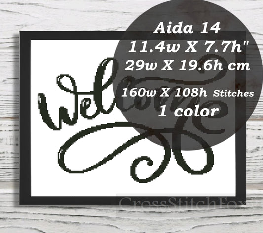 Welcome sign cross stitch pattern
