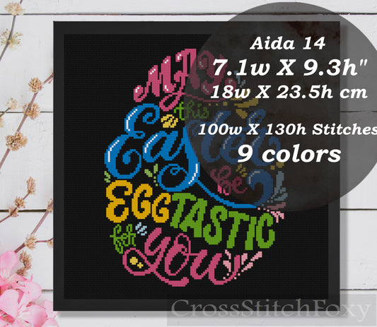 Easter Egg Lettering cross stitch pattern